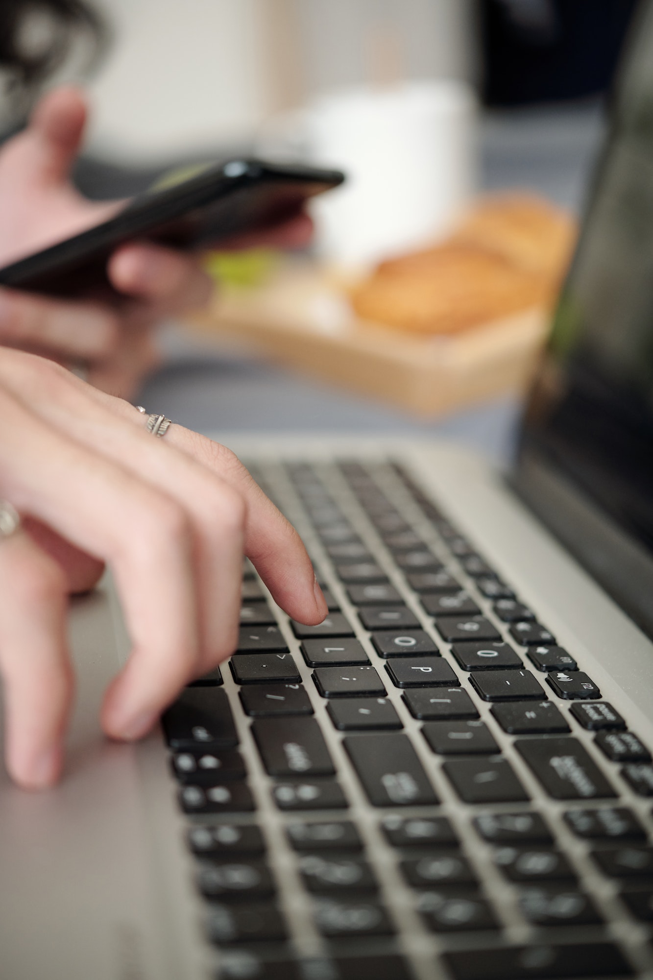 Typing on laptop keyboard